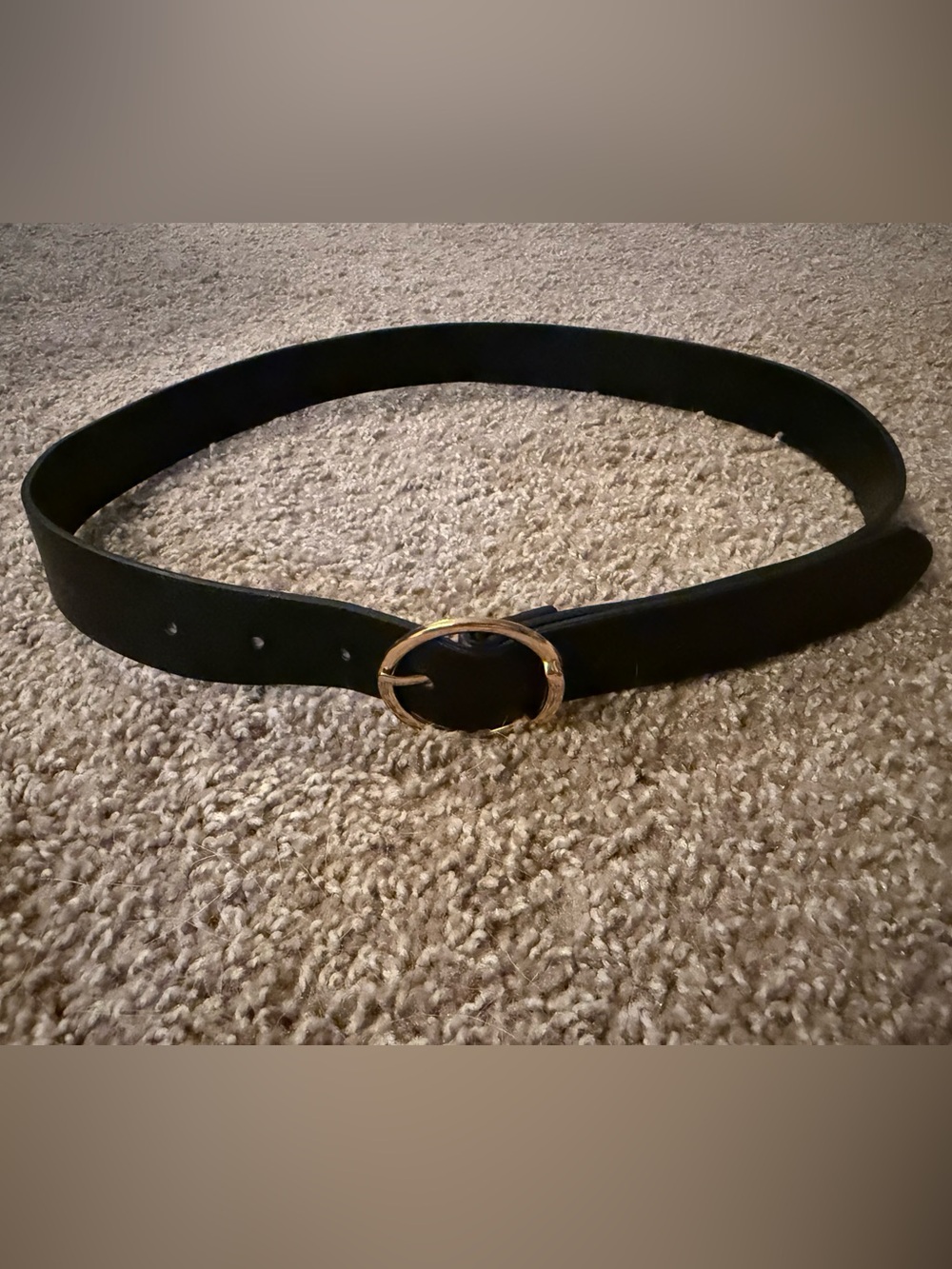 SHEIN Black Belt with Gold Oval Buckle